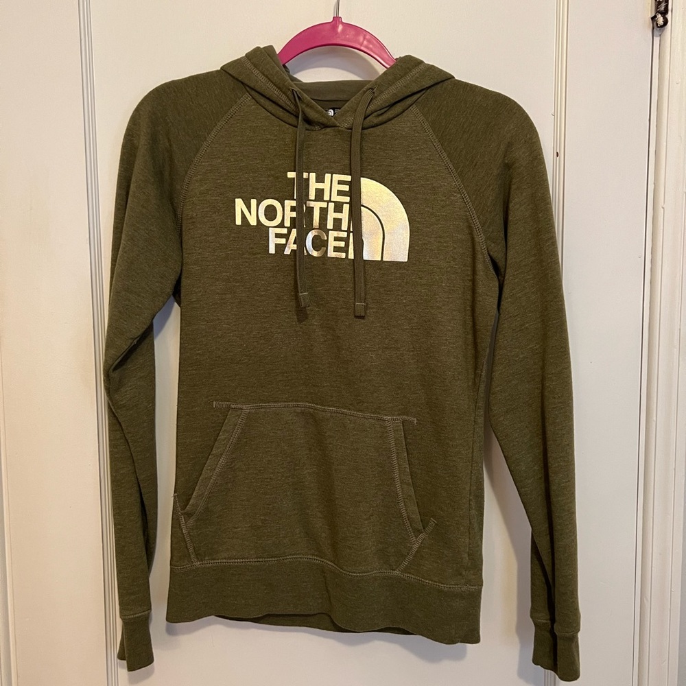 Women’s Green and Metallic Gold North Face Hoodie